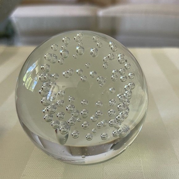 Three Paperweights 2 Vintage Clear Round Glass With Bubbles Murano Style & Bunny - Picture 8 of 16